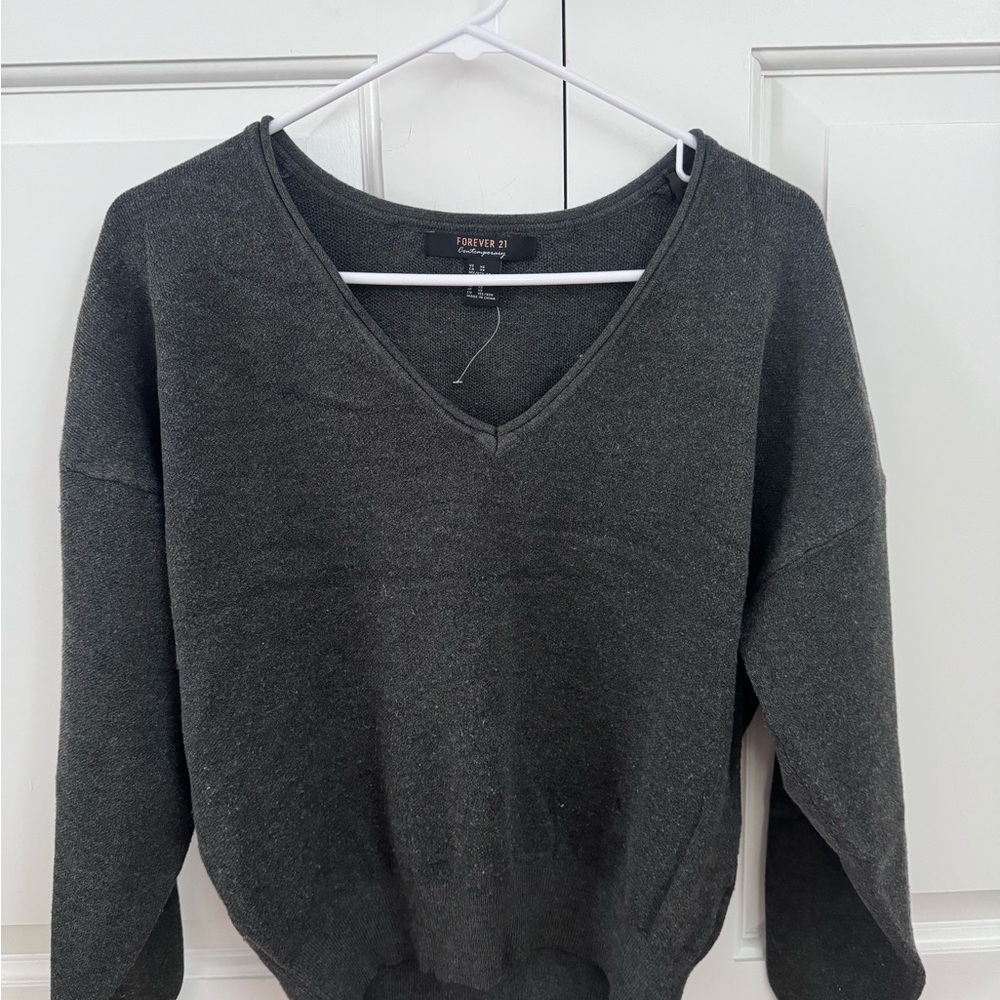 Forever 21 Charcoal V-Neck Sweater